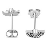 Fan Shaped Dainty Sterling Silver Stud Earrings, ep355st